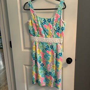 Lily Pulitzer Floral Sleeveless Dress with White “Belt”